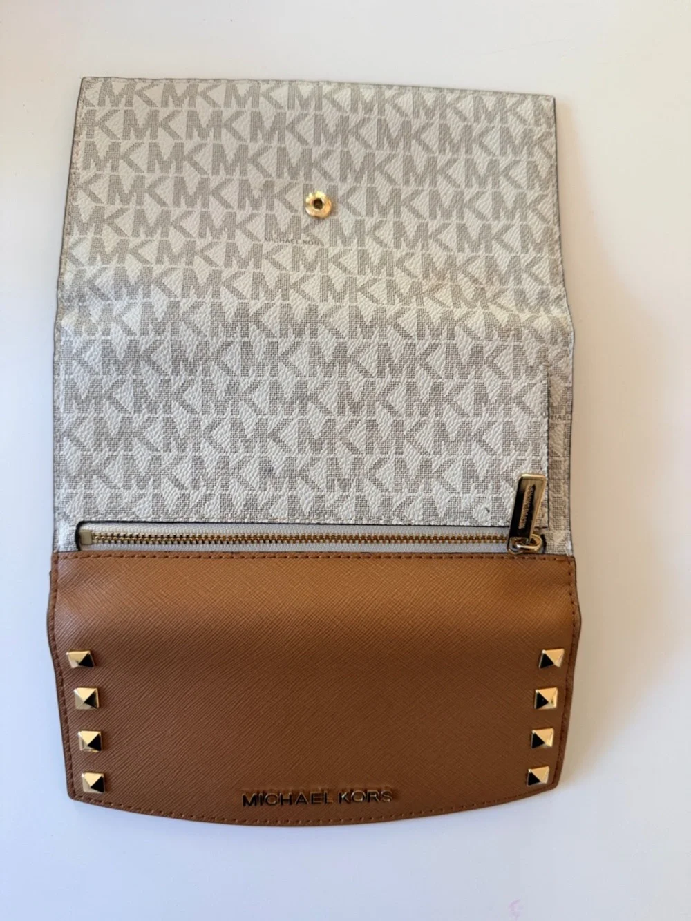 Michael Kors Brown Leather Trim Continental Wallet